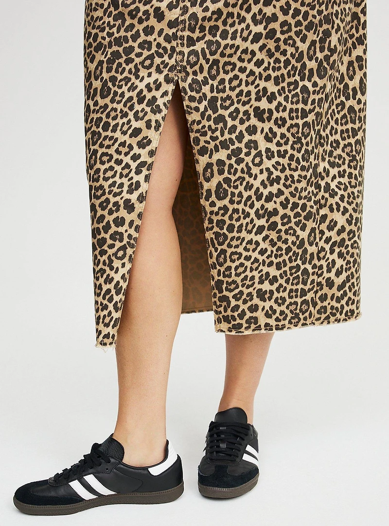 Midi Frayed Denim Skirt