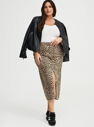 Midi Frayed Denim Skirt