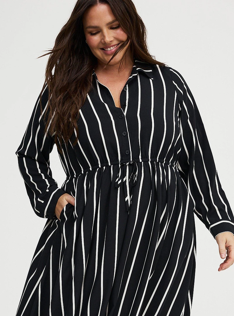 Collared Tea Length Shirt Dress