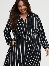 Collared Tea Length Shirt Dress