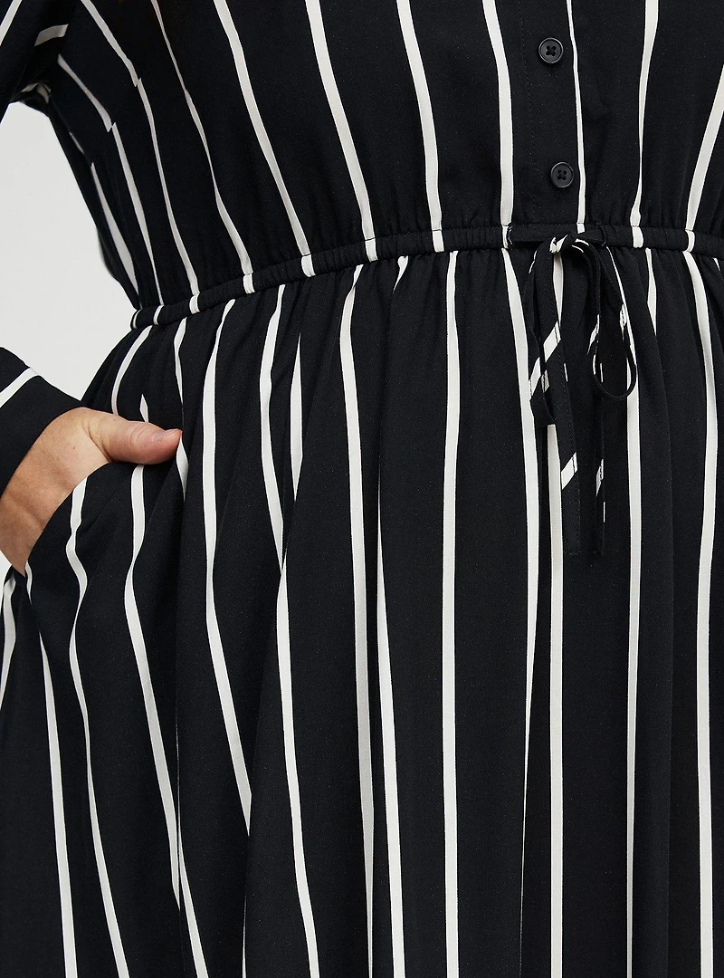 Collared Tea Length Shirt Dress