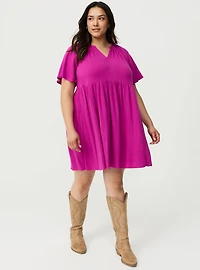 Flutter Sleeve Babydoll Mini Dress