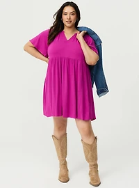Flutter Sleeve Babydoll Mini Dress
