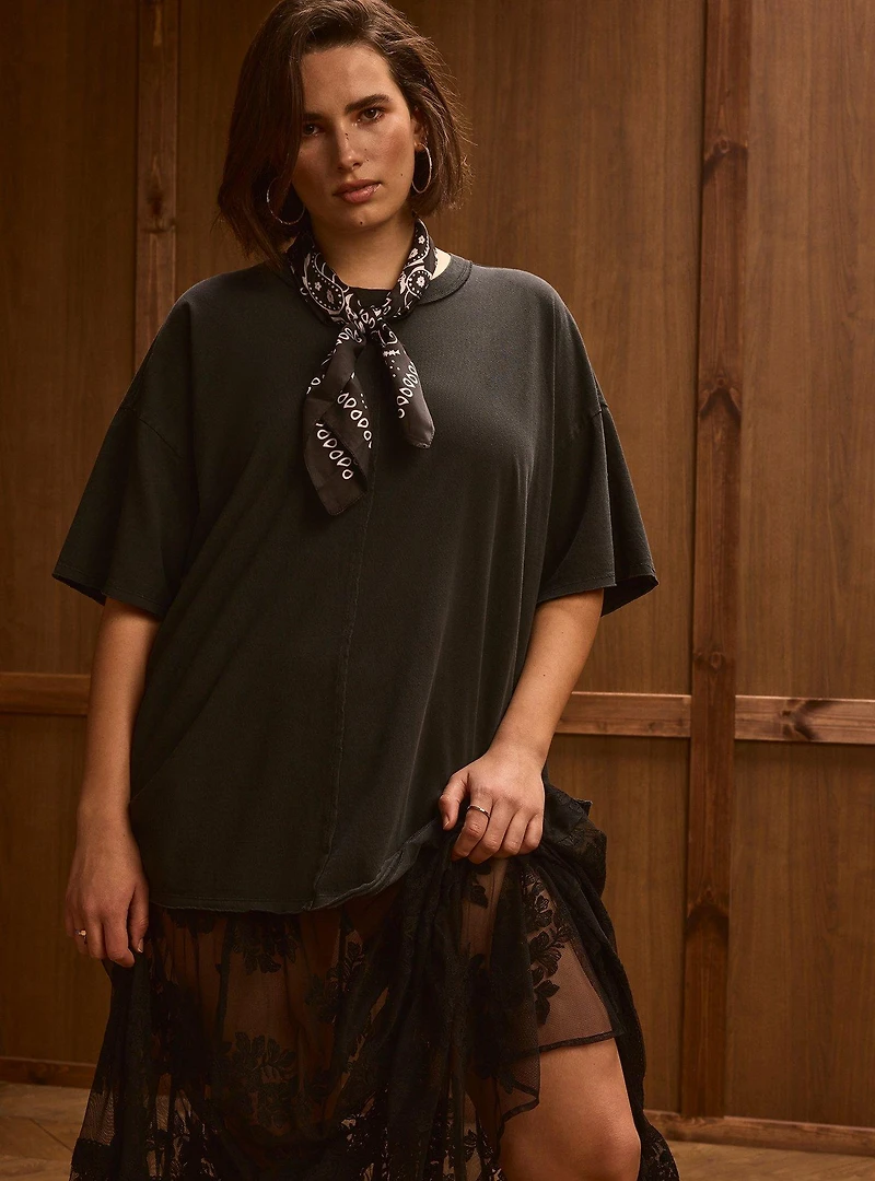 Festi Oversized Raw Edge Tee