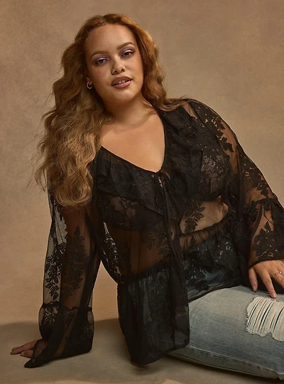 Festi Ruffle Bell Sleeve Blouse