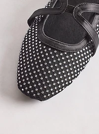 Rhinestone Mesh Mary Jane Flat (WW