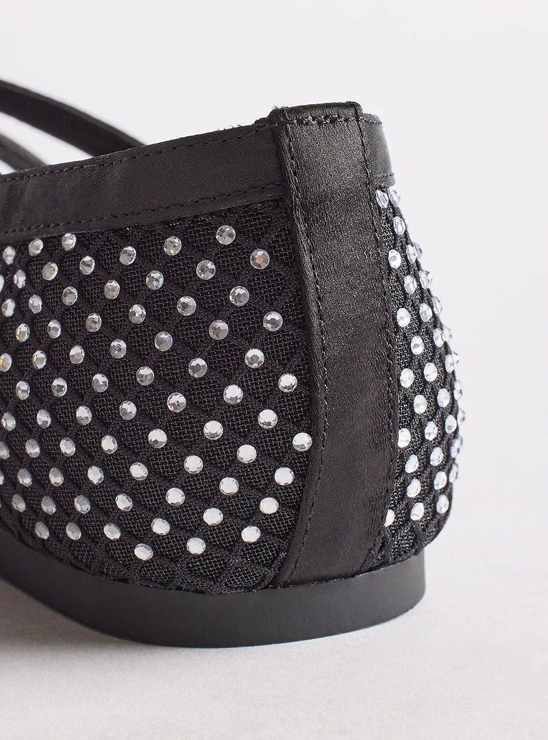 Rhinestone Mesh Mary Jane Flat (WW