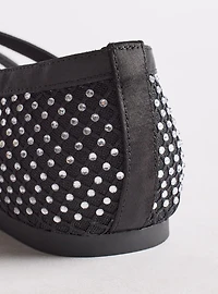 Rhinestone Mesh Mary Jane Flat (WW