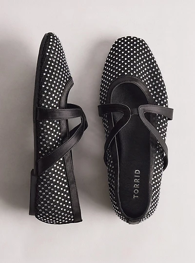 Rhinestone Mesh Mary Jane Flat (WW