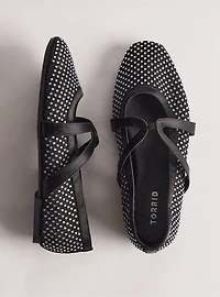 Rhinestone Mesh Mary Jane Flat (WW