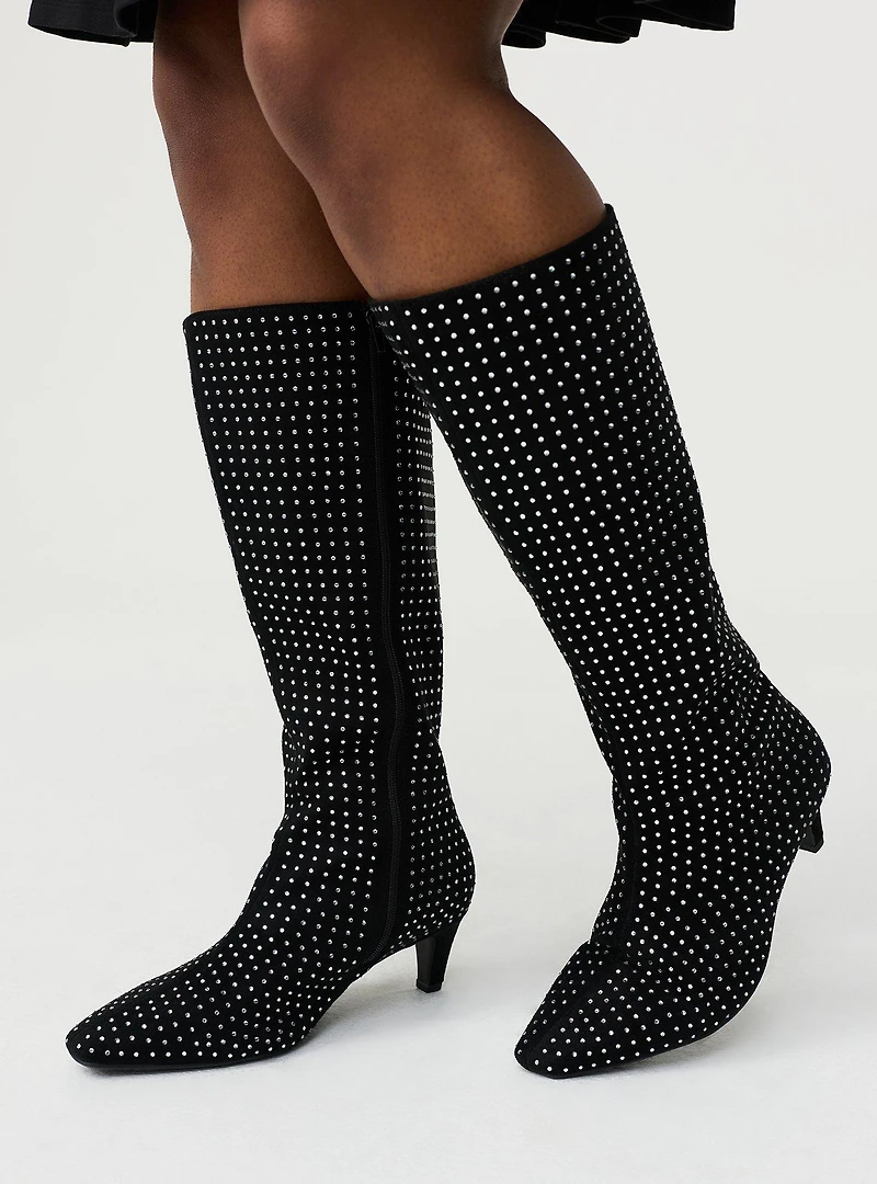 Embellished Kitten Heel Knee Boot (WW