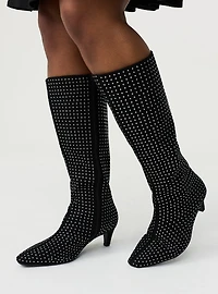 Embellished Kitten Heel Knee Boot (WW