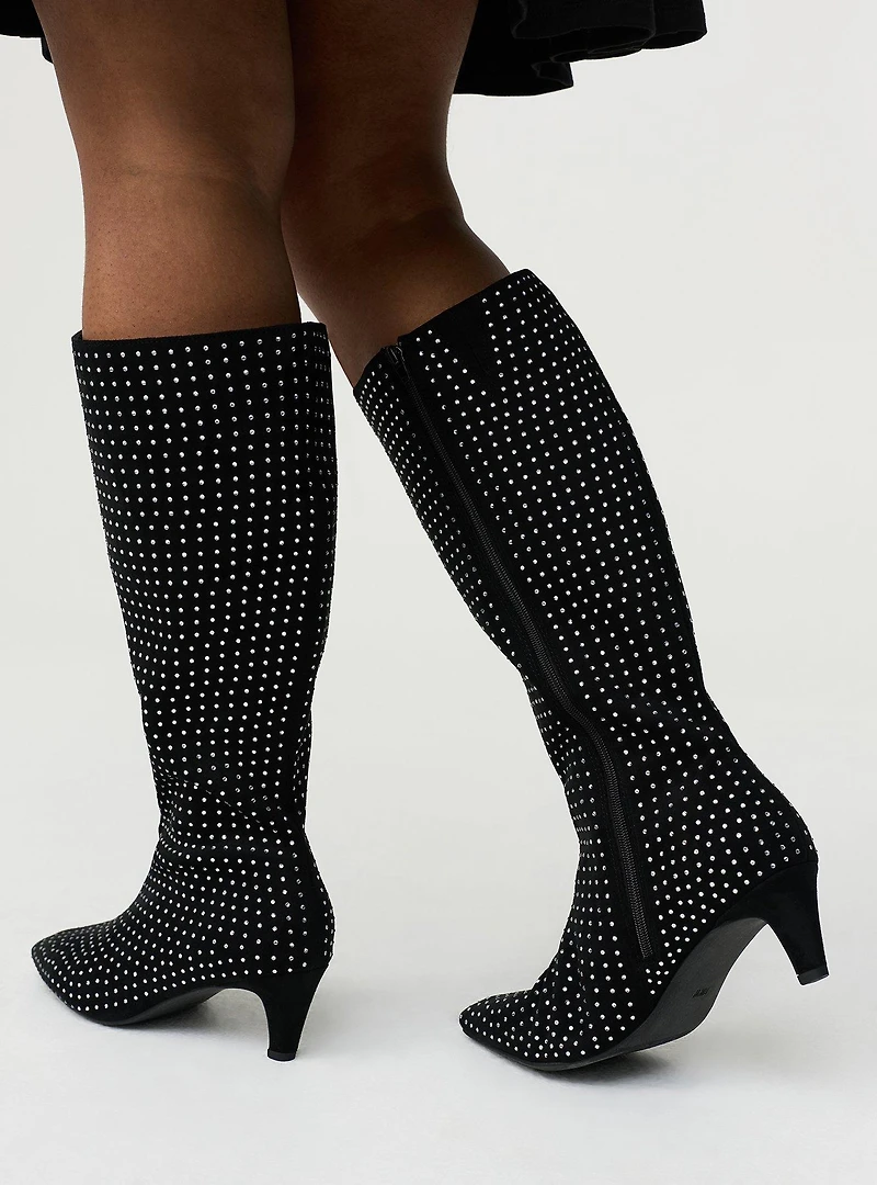 Embellished Kitten Heel Knee Boot (WW