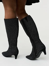 Embellished Kitten Heel Knee Boot (WW