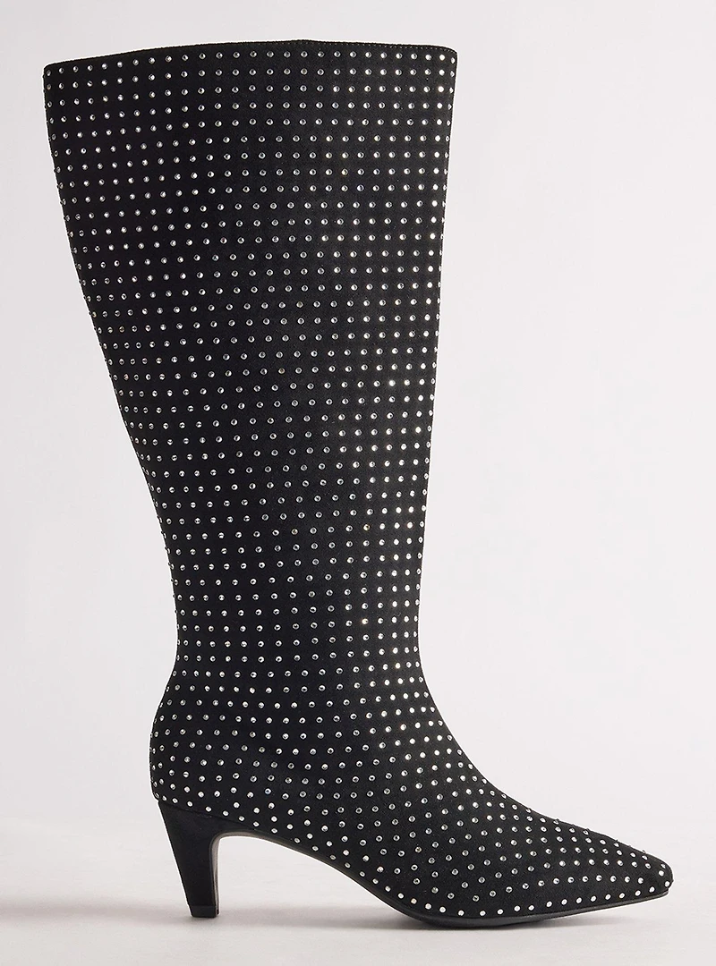 Embellished Kitten Heel Knee Boot (WW