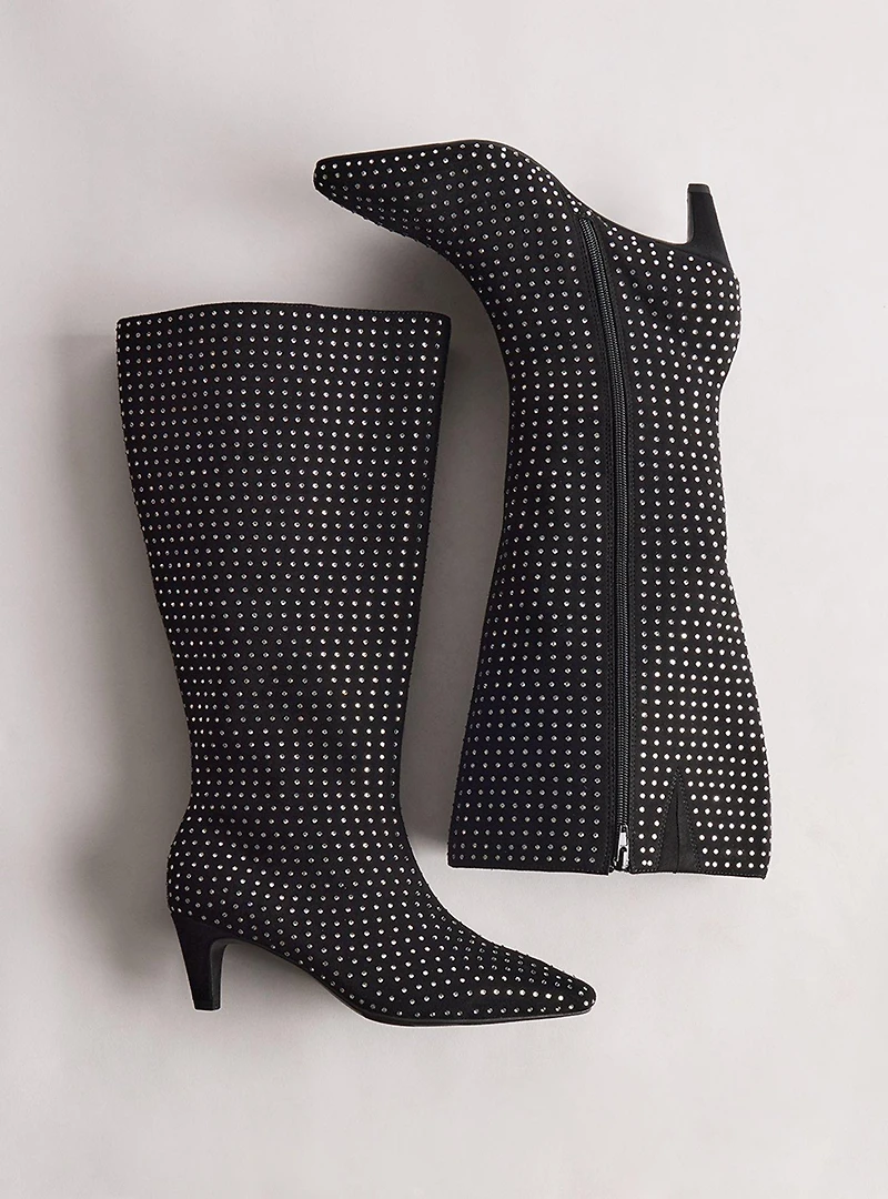 Embellished Kitten Heel Knee Boot (WW
