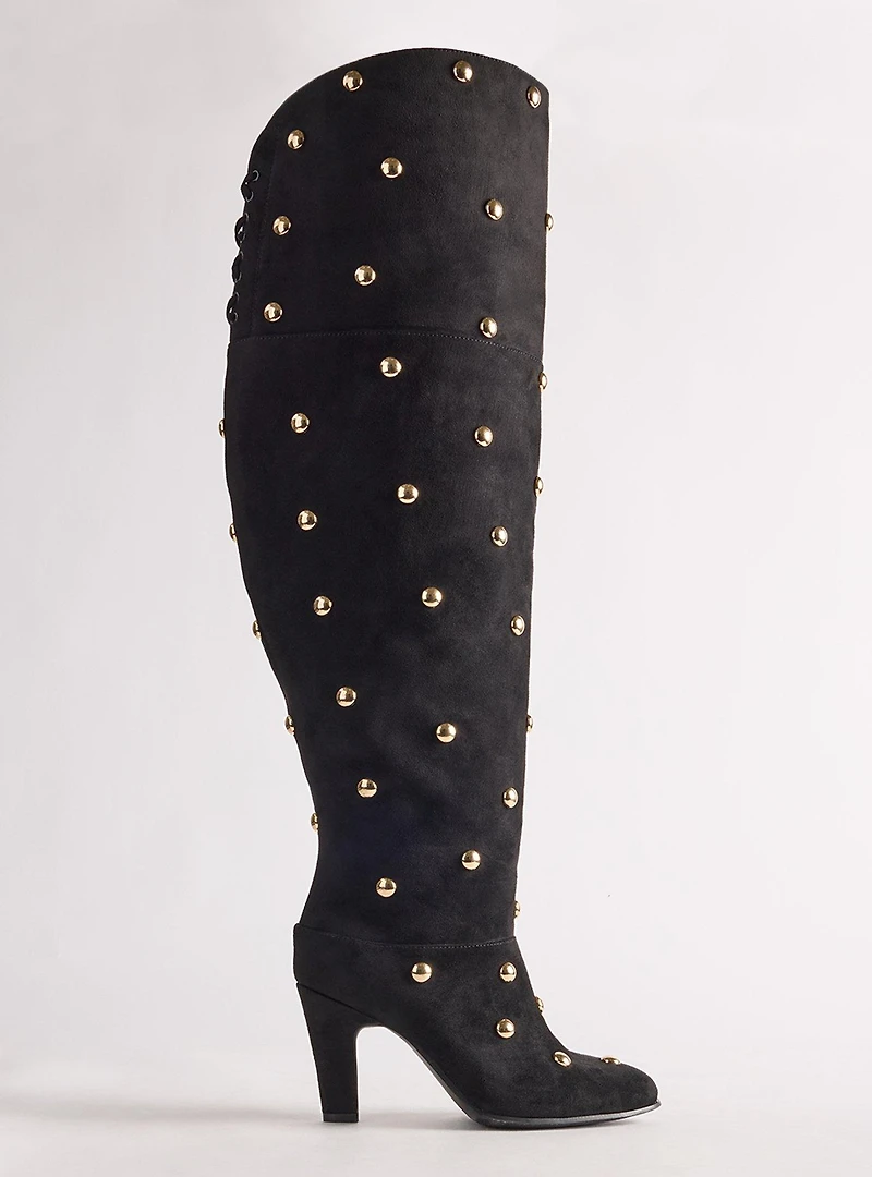 Studded Lace-Up Over-The-Knee Boot (WW