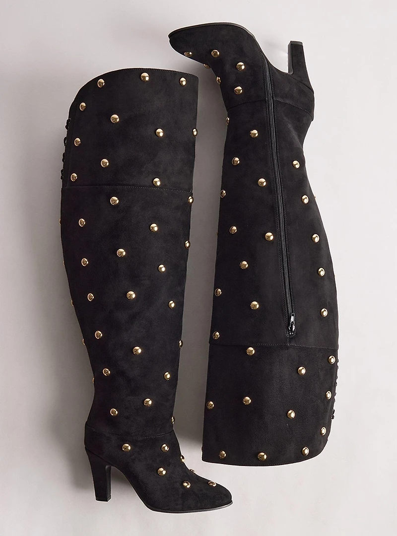 Studded Lace-Up Over-The-Knee Boot (WW