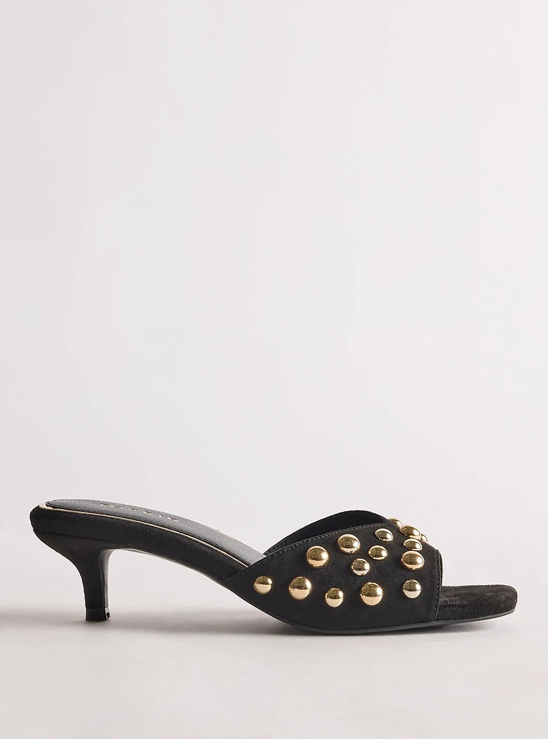 Studded Kitten Heel Slide (WW