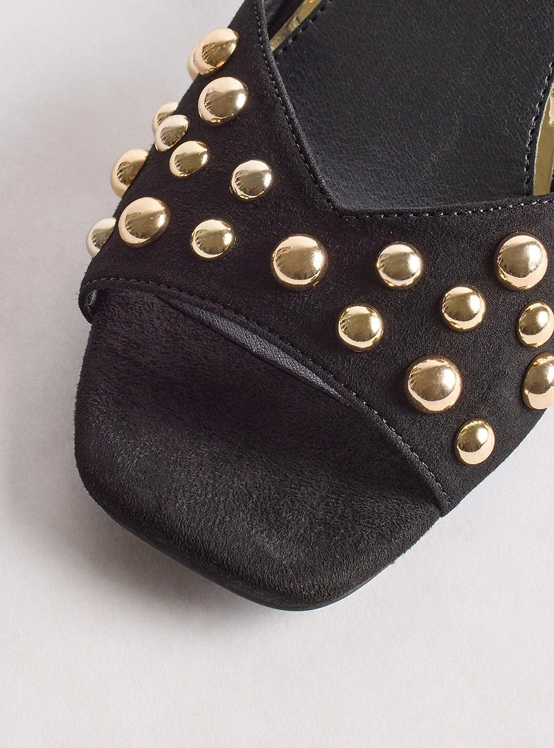 Studded Kitten Heel Slide (WW