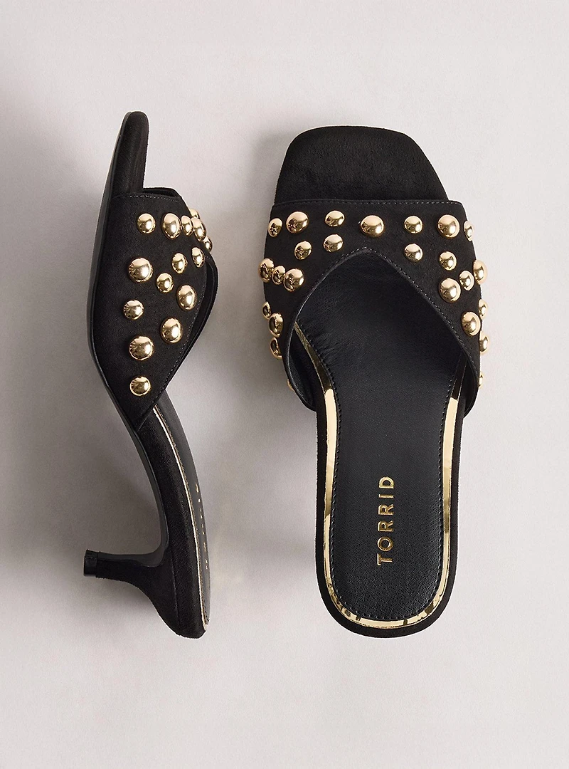 Studded Kitten Heel Slide (WW