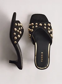 Studded Kitten Heel Slide (WW