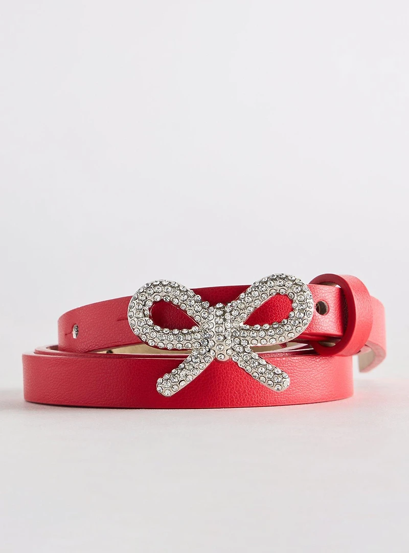 Bow Buckle Skinny Denim Belt