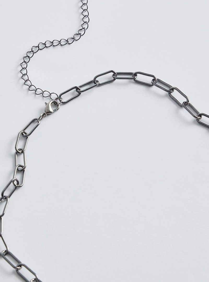 Pave Heart Link Necklace