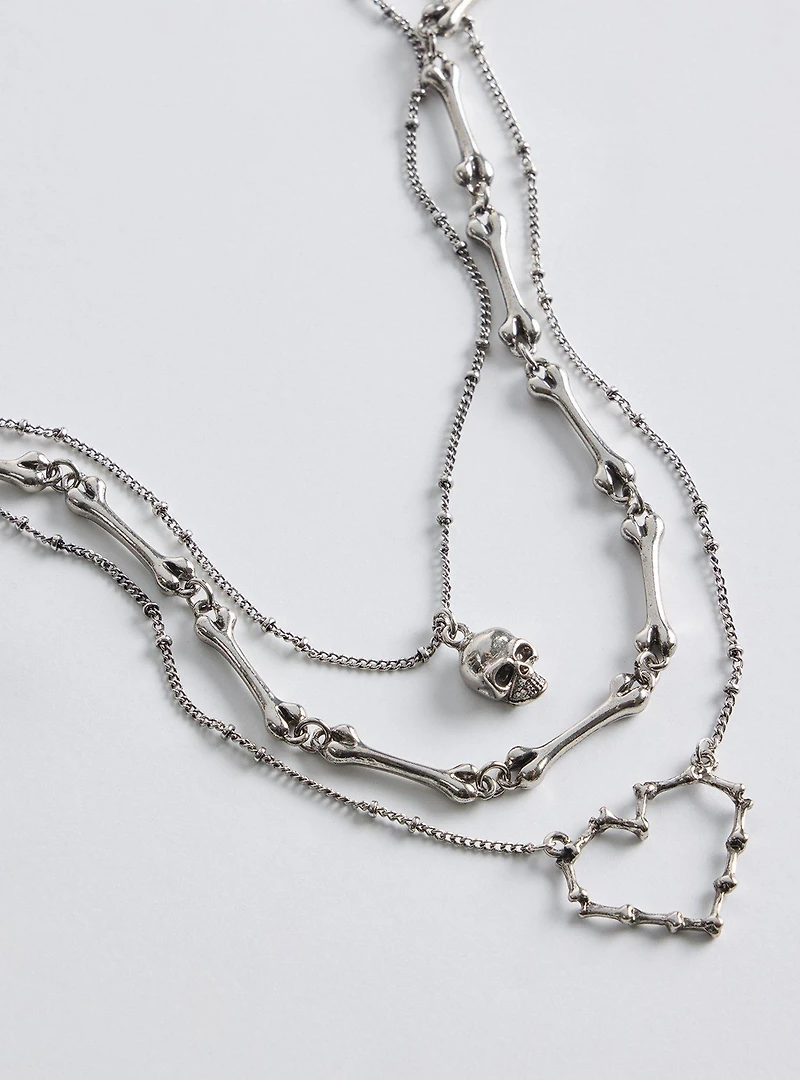 Bone Heart Layered Necklace
