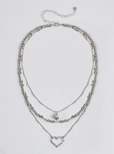 Bone Heart Layered Necklace