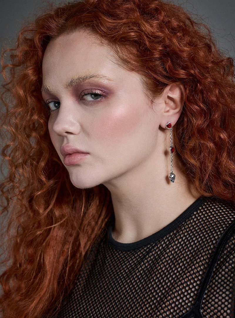 Nightfall Bleeding Heart Skull Earring