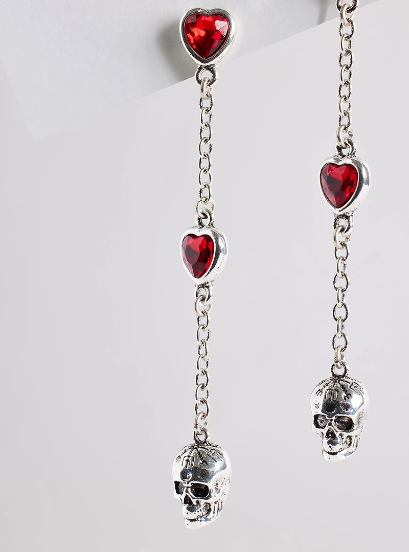 Nightfall Bleeding Heart Skull Earring