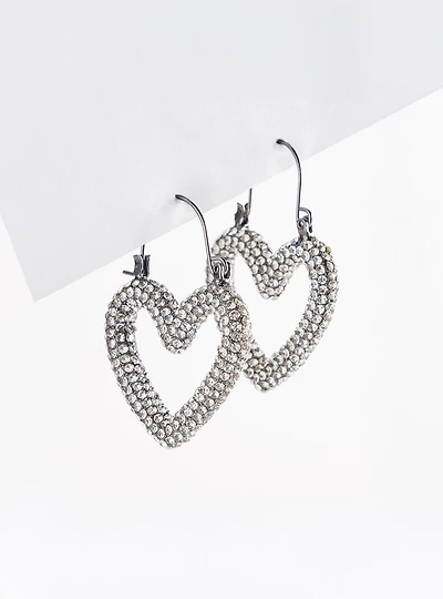 Pave Heart Hook Earring