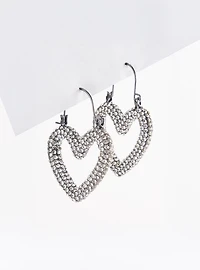 Pave Heart Hook Earring