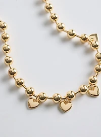 Shot Bead Heart Charm Necklace