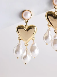 Pearl Heart Statement Earring