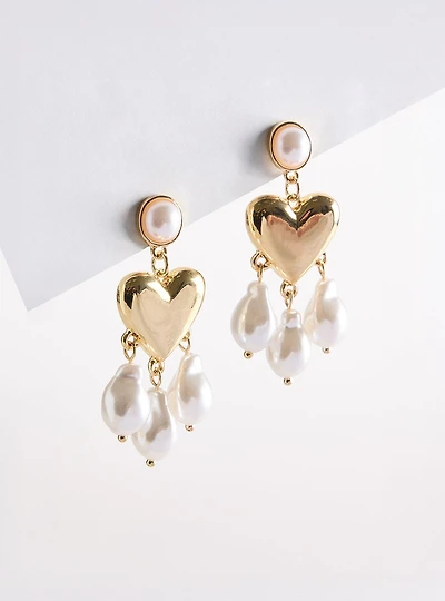 Pearl Heart Statement Earring