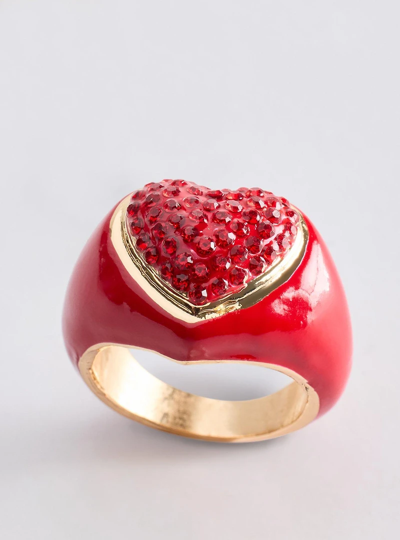Pave Heart Statement Ring