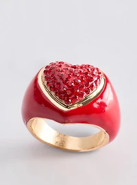 Pave Heart Statement Ring