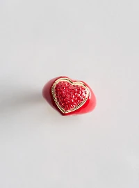 Pave Heart Statement Ring