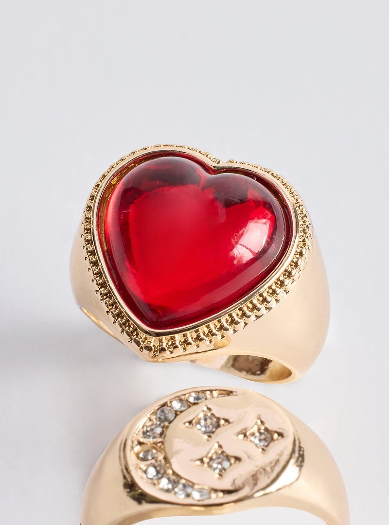 Celestial Heart Ring Set
