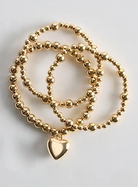 Beaded Heart Stretch Bracelet