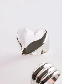 Heart Textured Ring Set