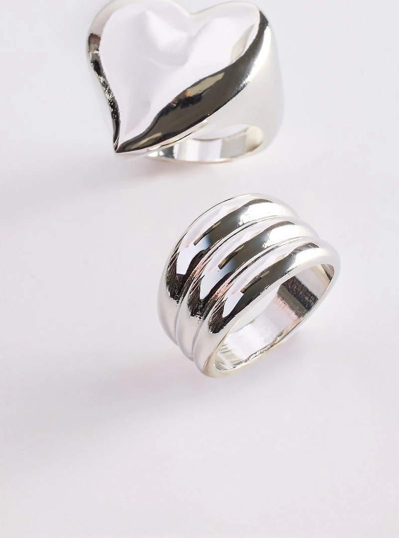 Heart Textured Ring Set