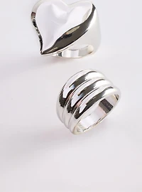 Heart Textured Ring Set