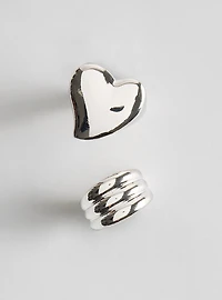 Heart Textured Ring Set