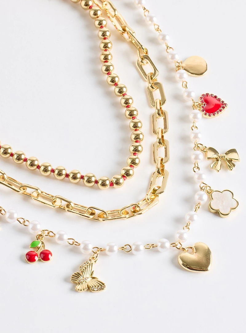 Retro Cherry Layered Necklace