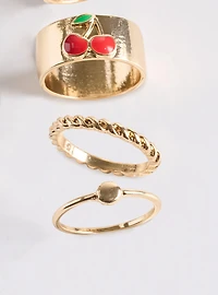 Pave Heart Ring Set