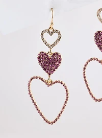 Pave Heart Drop Earring