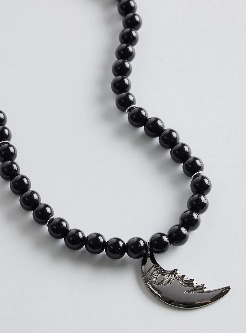 Beaded Charm Moon Necklace